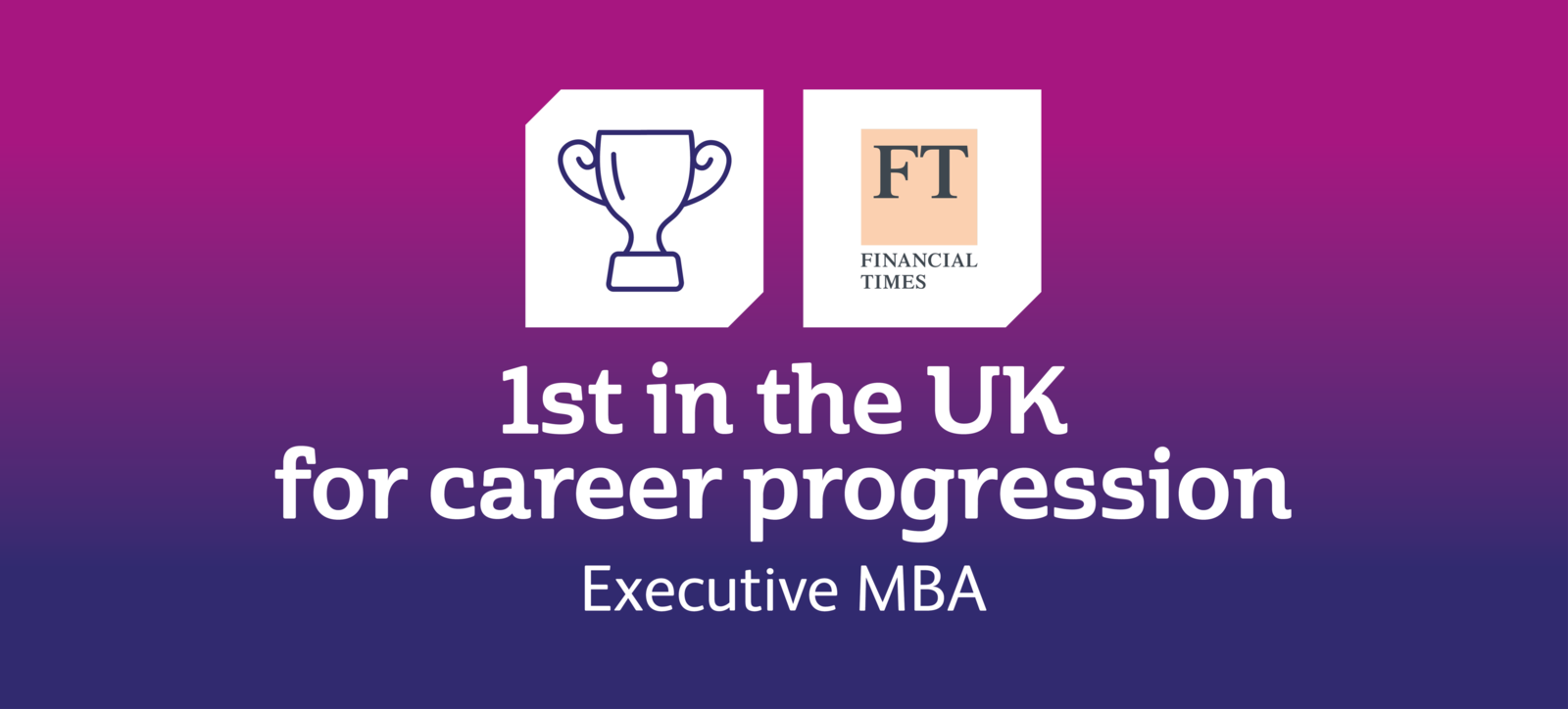 A graphic, including the Financial Times logo, showing that Warwick Business School was ranked top in the UK for career progression in the FT Executive MBA Ranking 2023.