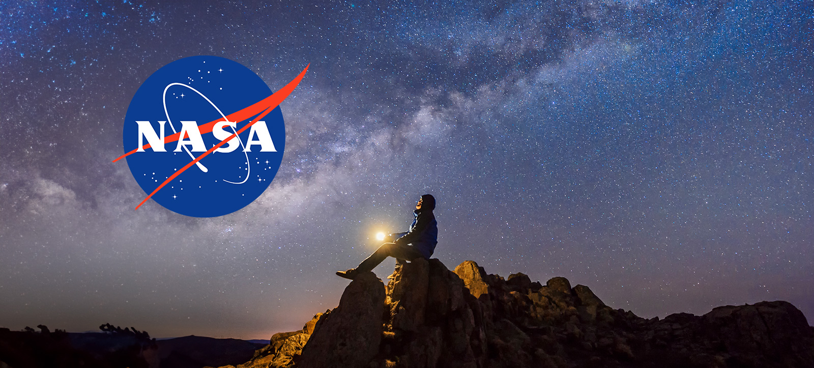 NASA logo in a starry night sky