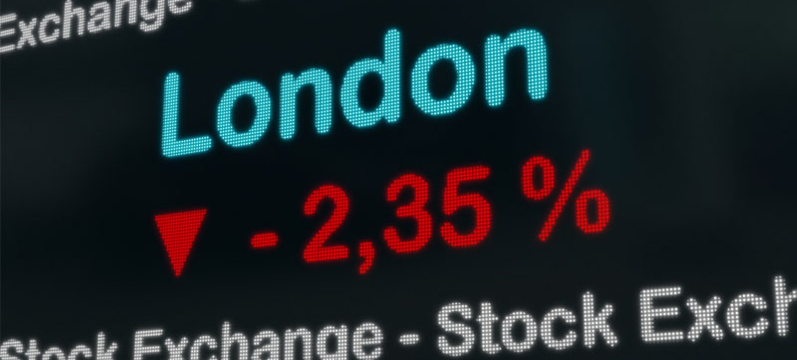 An electronic board displaying share prices at the London Stock Exchange