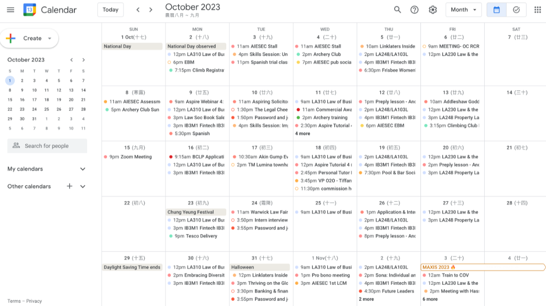 Image of google calendar