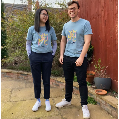 Sophia and friend wearing their Solidaritee tshirts