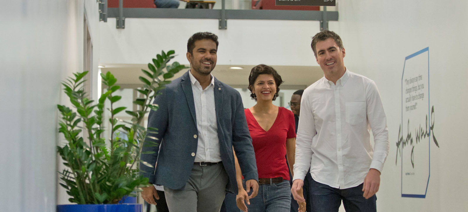 MBA students in corridor