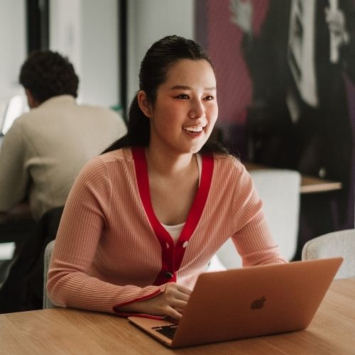 Student working on laptop