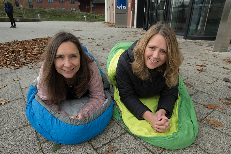 Nicola and Karen in sleeping bags