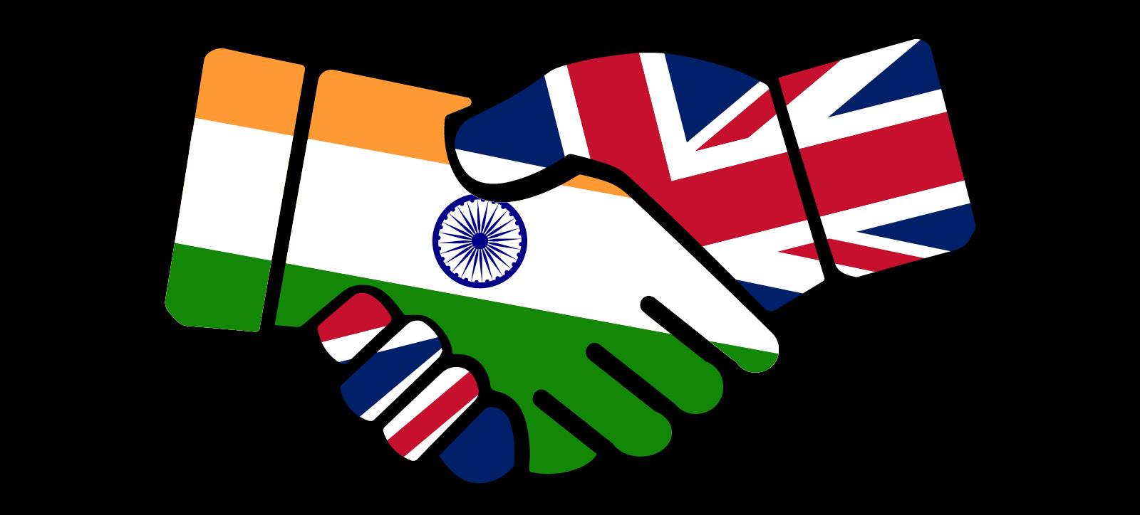 United Kingdom and India flags Handshake vector