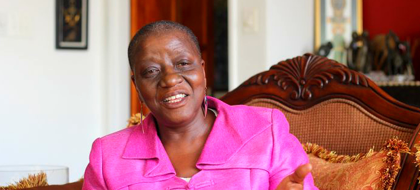Bience Gawanas smiling in a pink shirt Bience Gawanas smiling in a pink shirt