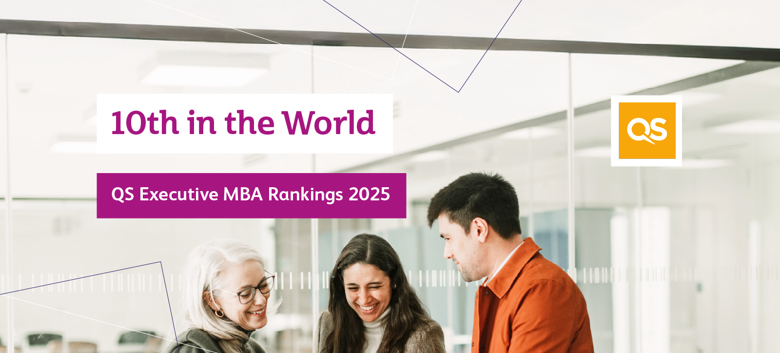 Three happy MBA students a man and two women Three happy MBA students a man and two women