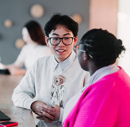 Image of students in the WBS cafe