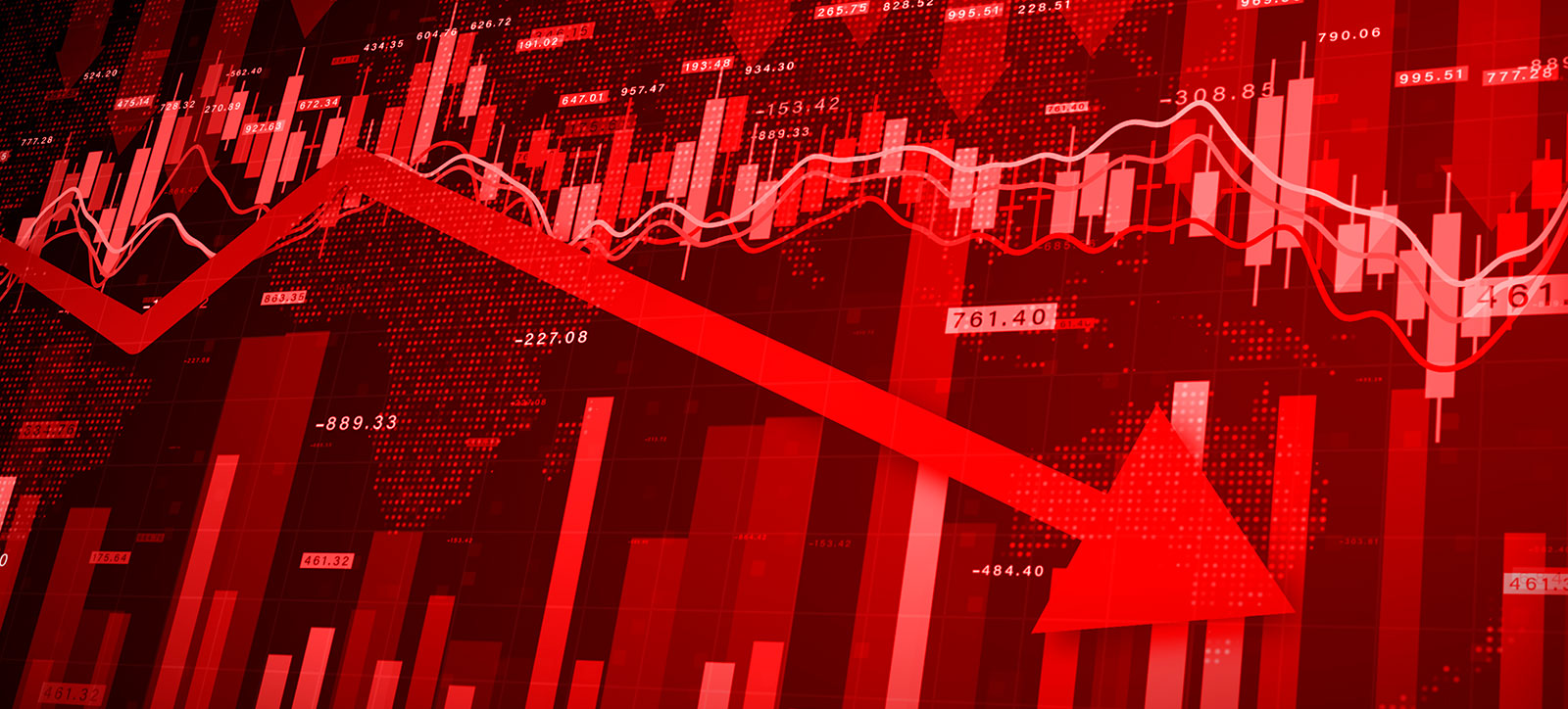 red graph pointing downwards red graph pointing downwards