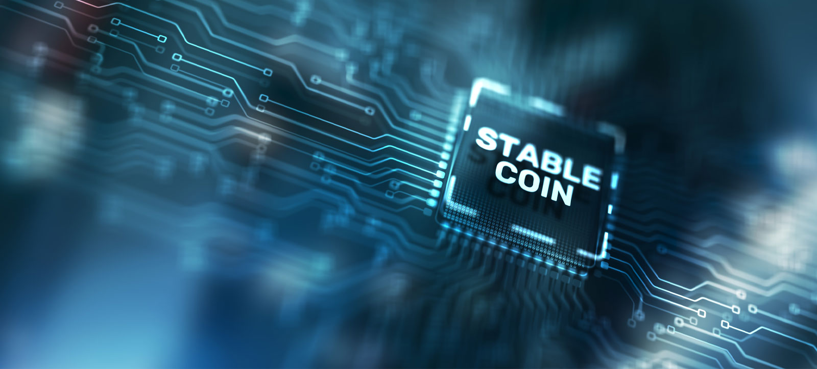 A stable coin icon on a digital background A stable coin icon on a digital background