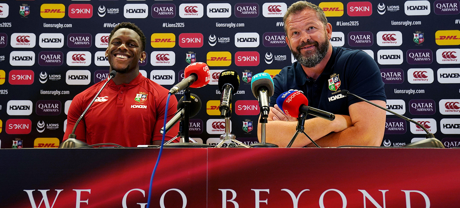 New British and Irish Lions captain Maro Itoje (left) next to head coach Andy Farrell New British and Irish Lions captain Maro Itoje (left) next to head coach Andy Farrell