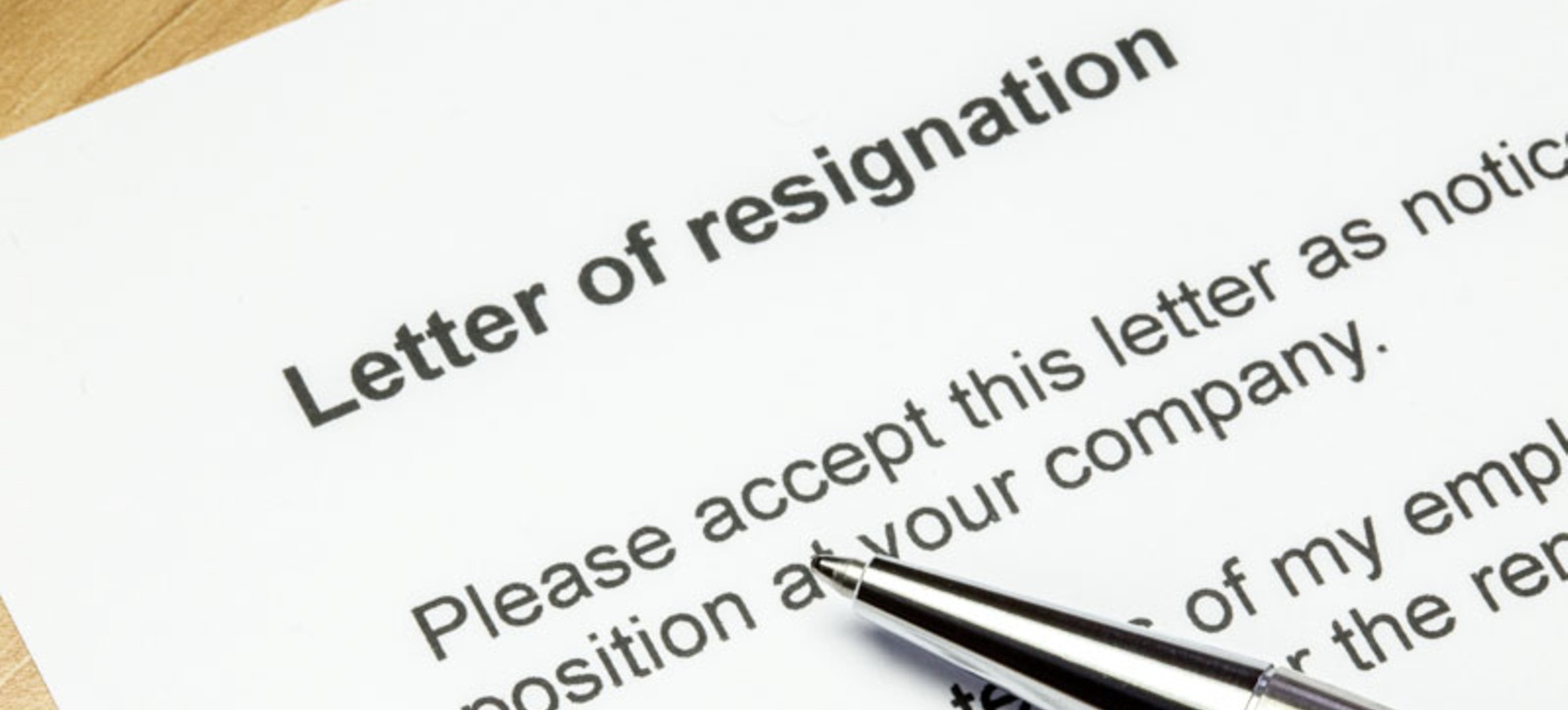 An employee's resignation letter