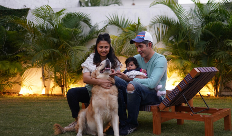 Gauri with family in garden