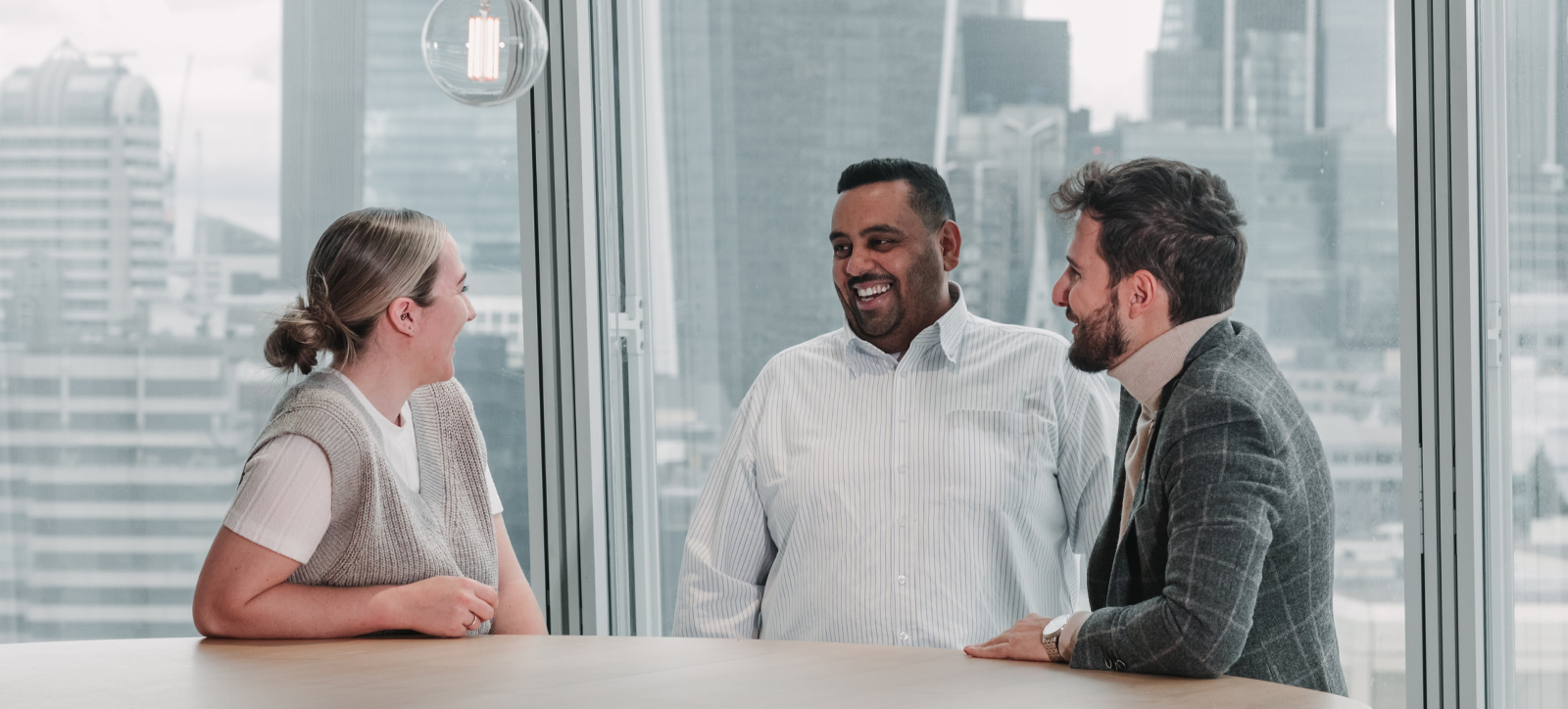 Executive education students chatting at WBS London at The Shard Executive education students chatting at WBS London at The Shard