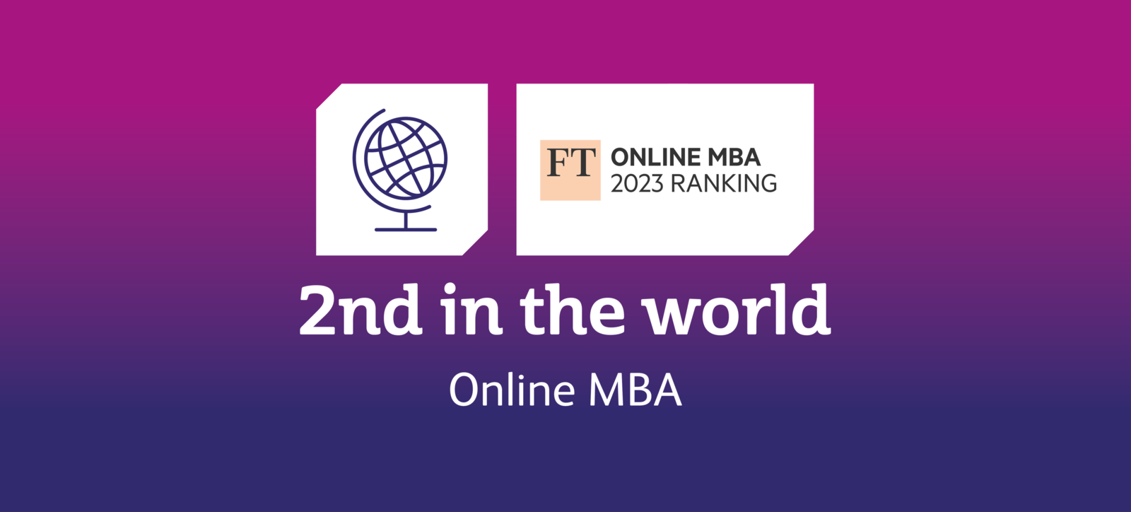 Financial Times logo and announcement that WBS was ranked second in the world in its online MBA ranking.