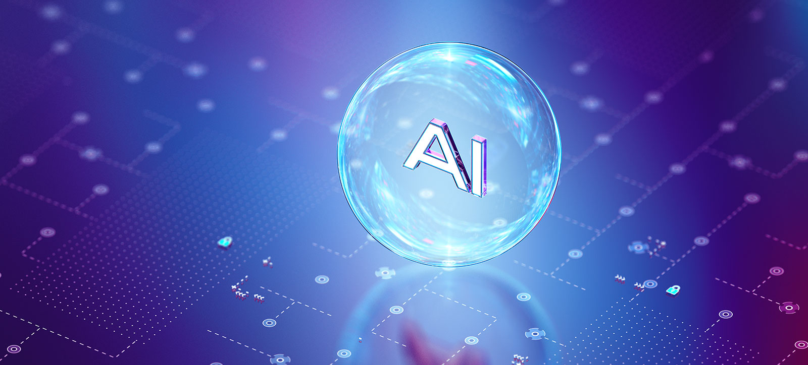 The letters AI in a bubble