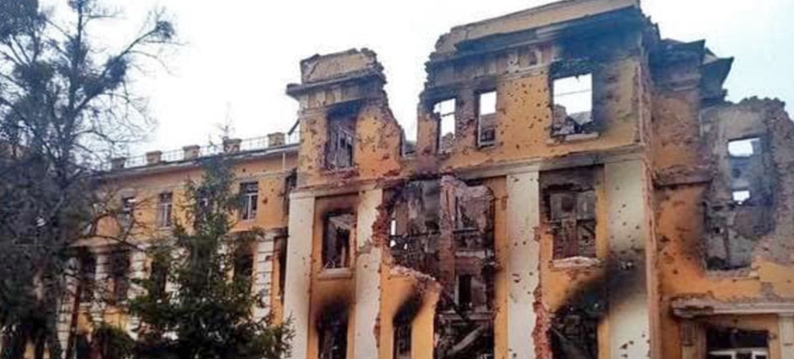 The remains of a bombed Ukrainian school, where children once learned and played.