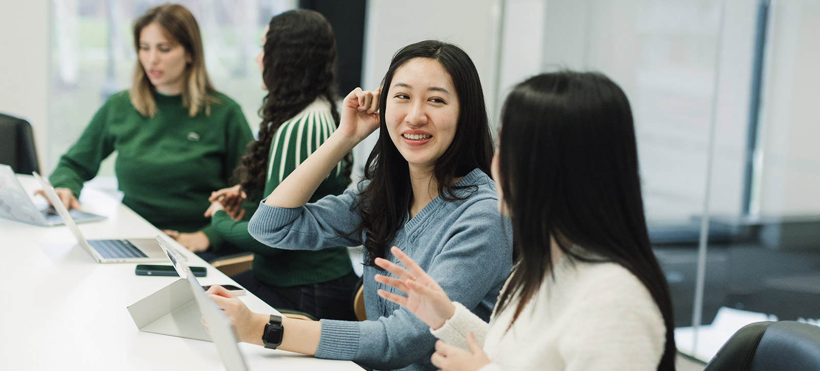 Four female students studying MSc Finance & Economics