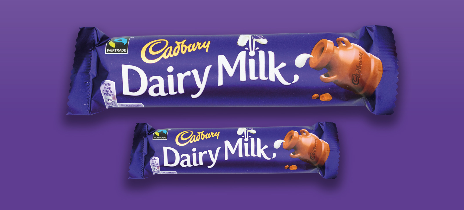 A large chocolate bar with a smaller version next to it, showing how behavioural nudges like 'shrinkflation' can generate profits that taint the social benefits