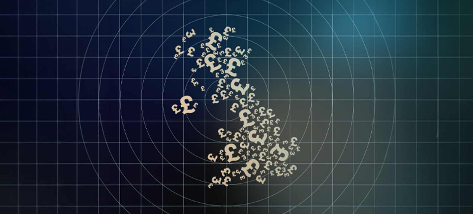 A map of the United Kingdom made up of pound signs of different sizes, representing growth in different parts of the country.