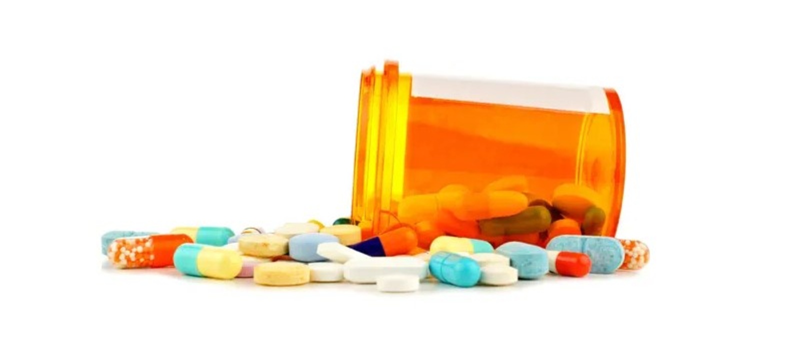 a pot of drugs that has fallen over and spilled the pills a pot of drugs that has fallen over and spilled the pills