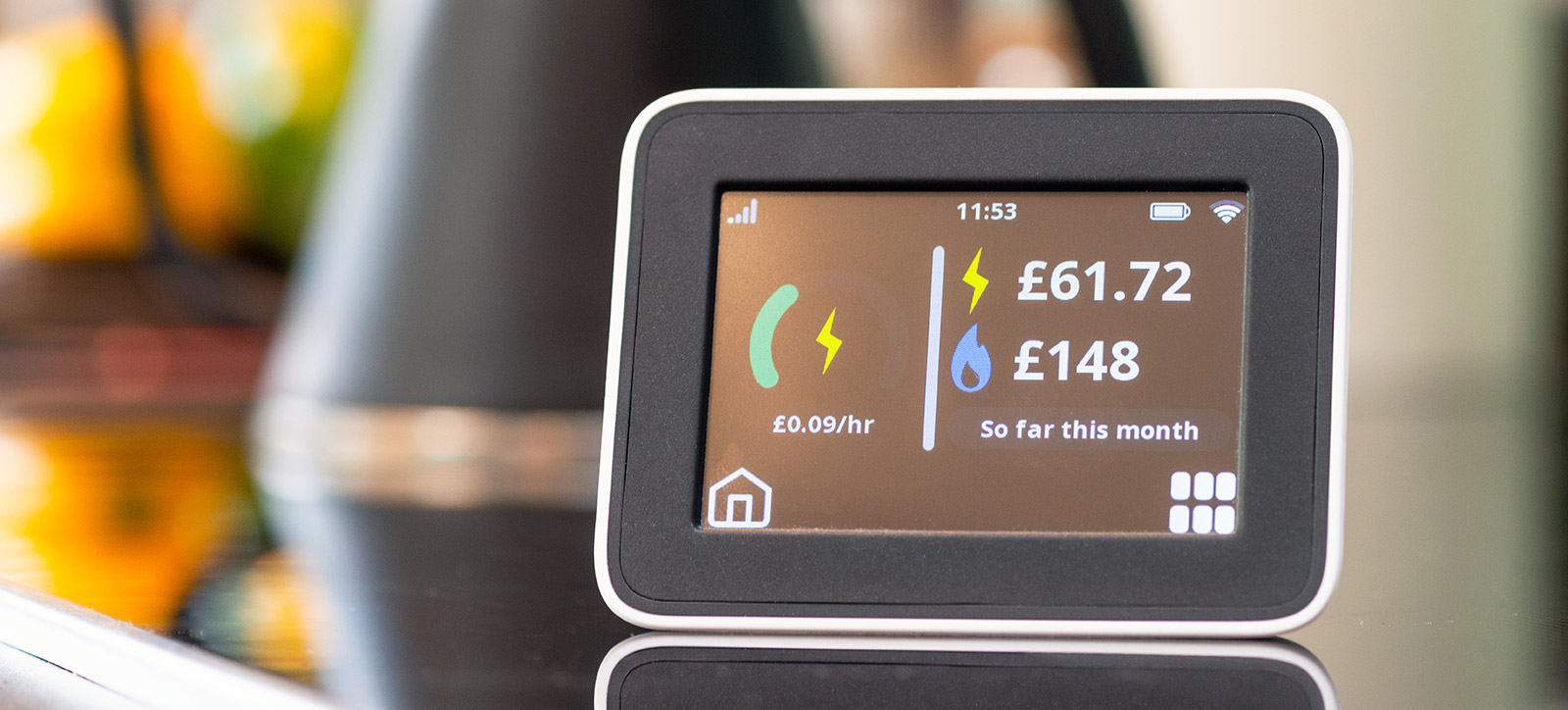 A smart metre showing an expensive gas bill reading. A smart metre showing an expensive gas bill reading.