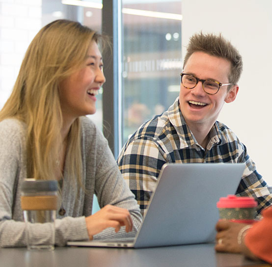 Image of students in the WBS cafe