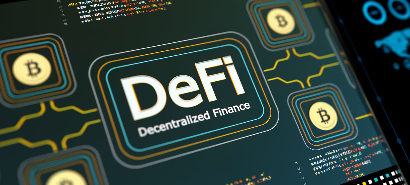 DeFi logo in a compter DeFi logo in a compter