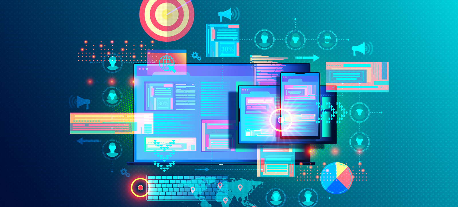 A graphic showing numerous charts and dashboards measuring marketing metrics - but are they the right ones?